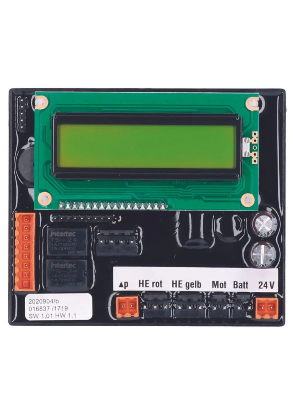 Elektronische Steuerungseinheit mit LCD-Display und verschiedenen Anschlüssen. Ausgeführt in einer schwarzen Platine, geeignet als Ersatzteil von Judo.